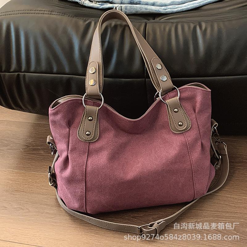 2025 Summer New Women's Bag Fashion Casual Shoulder Bag Women's Large Capacity Tote Bag Canvas Underarm Bag