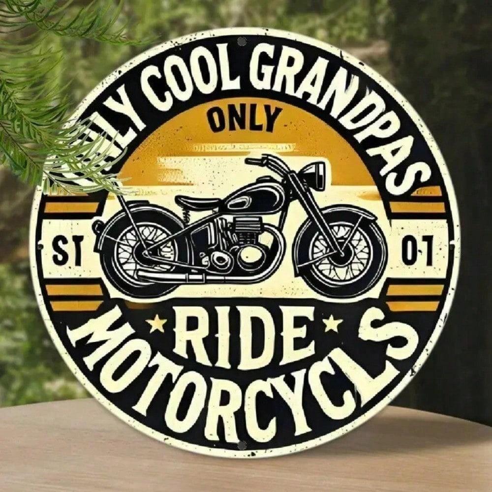 

Vintage 8 Inch Round Tin Sign Retro Motorcycle Wall Decor Garage Man Cave Pub Art різнокольоровий