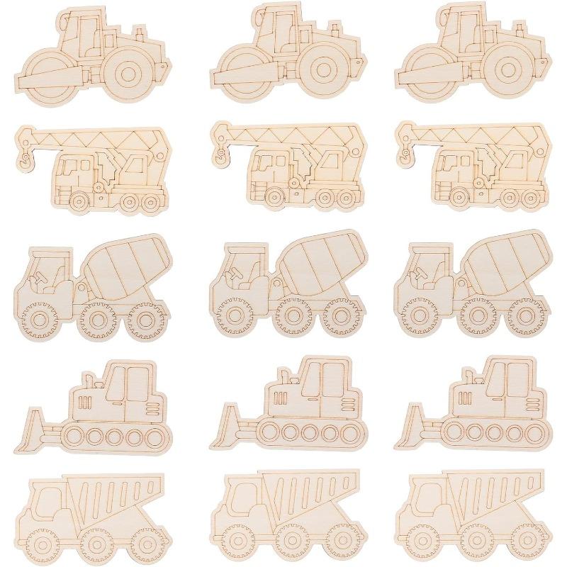 

15pcs Unfinished Wooden Car Cutouts for DIY Painting Crafts Sturdy Wood Slices for Educational Fun Creative Birthday Party 100mm