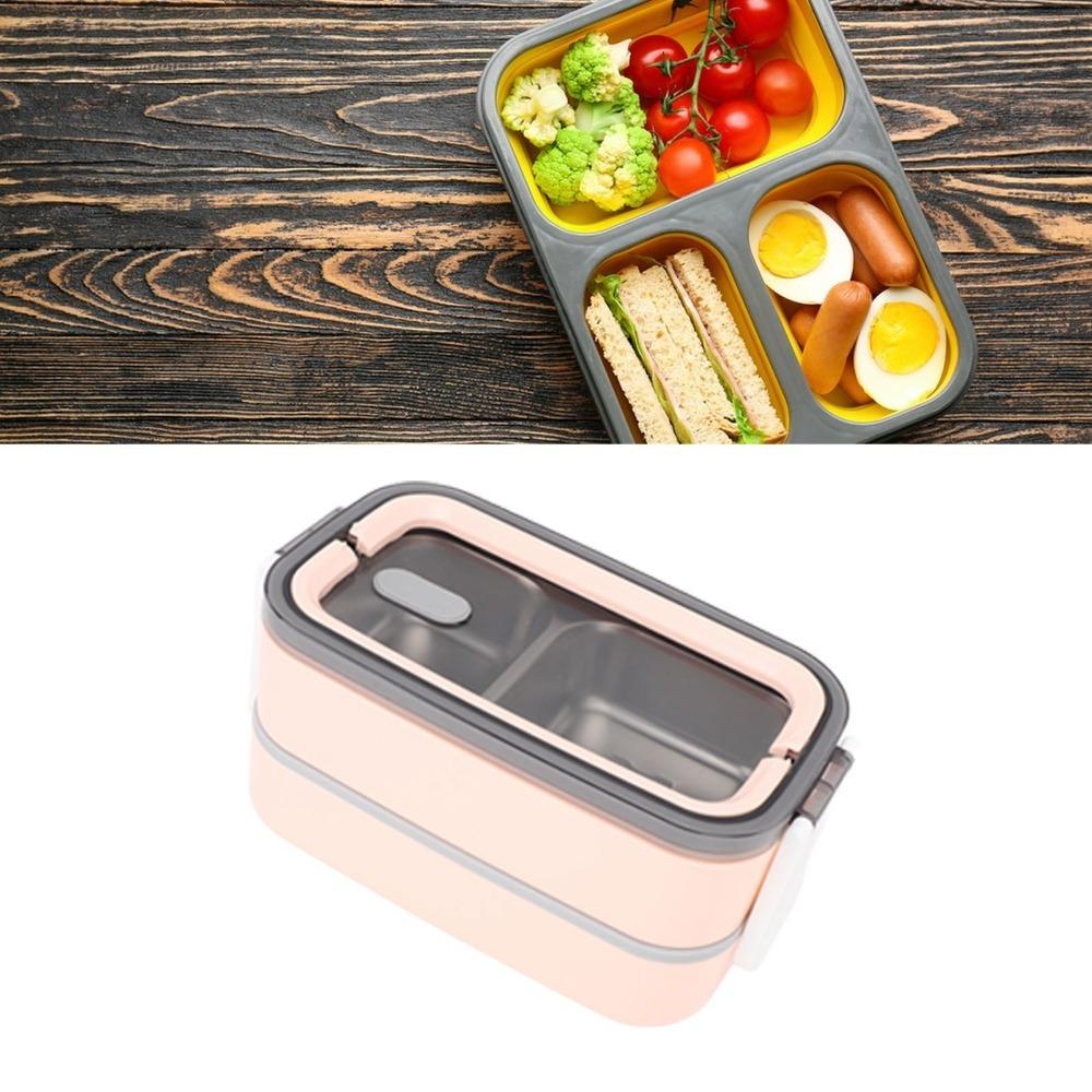 304 Stainless Steel Compartment Lunch Box 2 Layer Thermal Lunch Box Food Container  For Camping