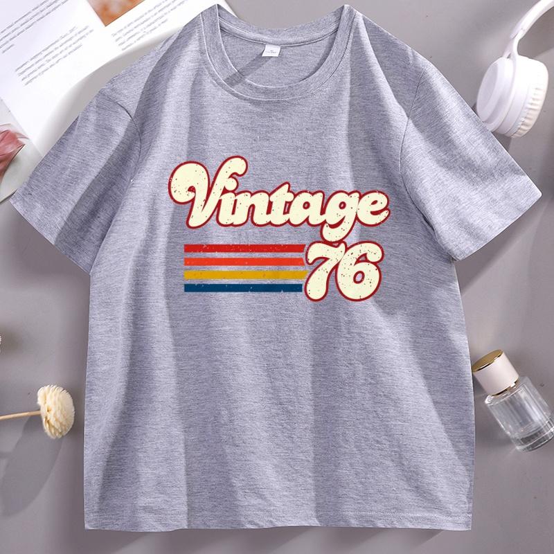 1976 Vintage Birthday Tshirt Cotton Short Sleeve 50th Birthday for Women Unisex Tshirt Printed Round Neck Short Sleeve Streetwear