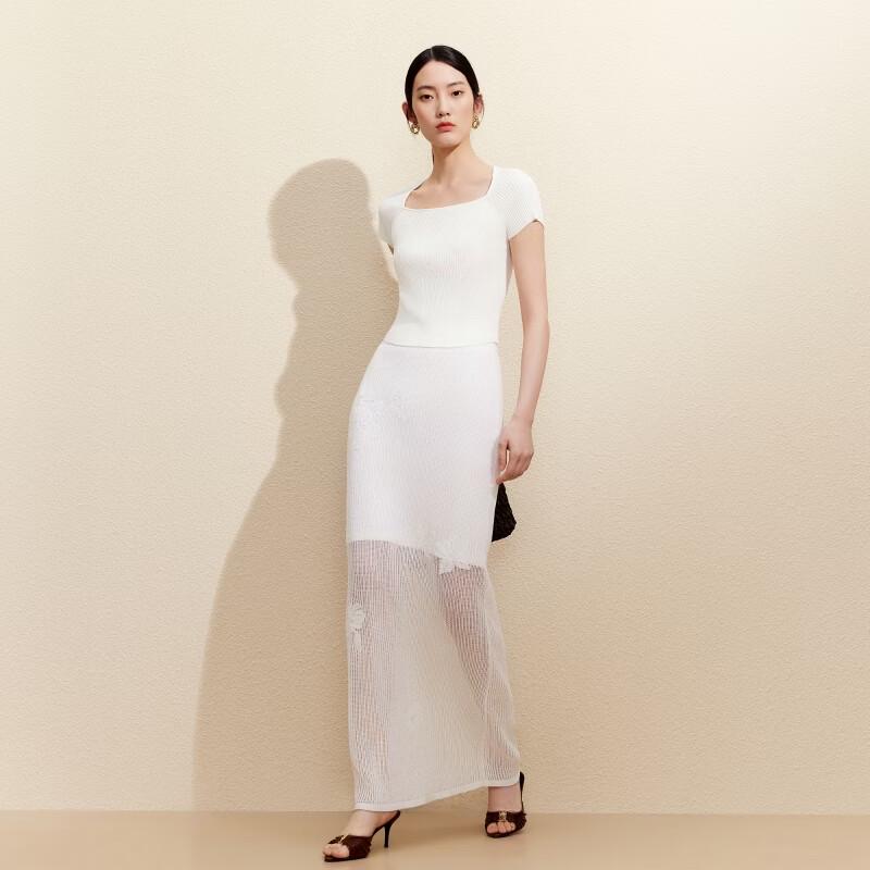 VEROMODA Women's Square Neck Knitted Short Sleeve Top