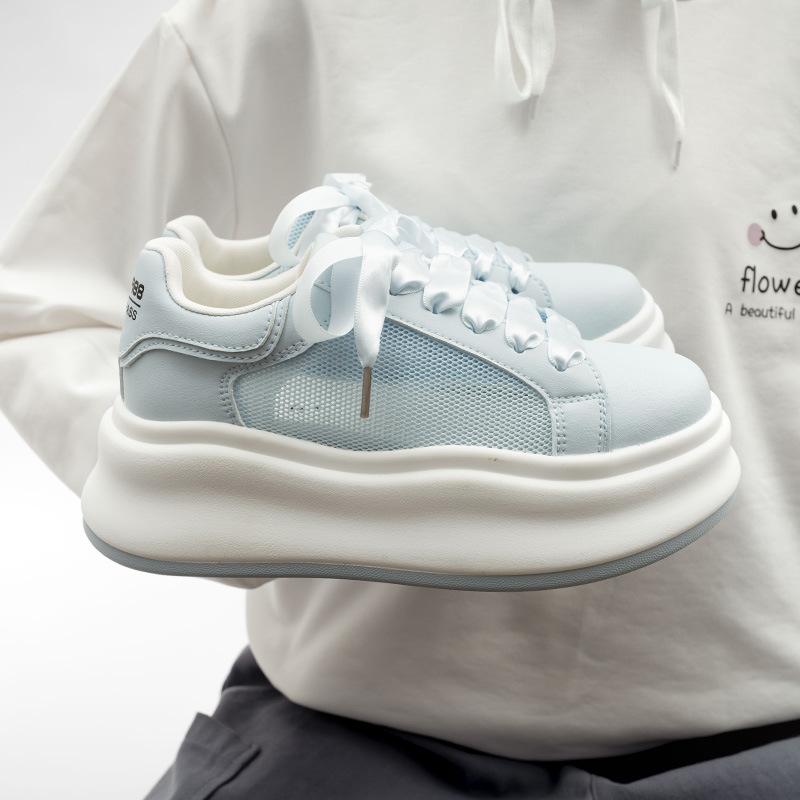 

Женская обувь из сетки на толстой подошве, дышащая белая обувь, увеличивающая рост спортивная обувь, модные кроссовки 38