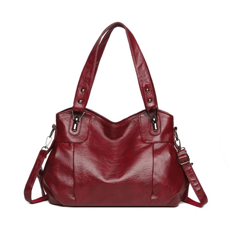 Retro Women's Handbag Shoulder Messenger Bag New Fashionable Large-capacity Soft Leather Mother Bag