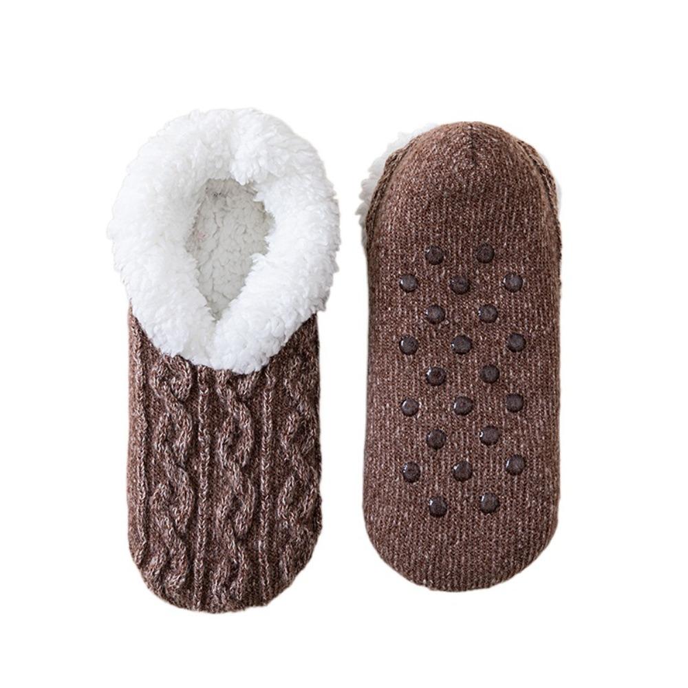 

Зимние носки для пола с антискользящим покрытием, носки для сна из кораллового флиса, простые утолщенные плюшевые носки, женские кофейный