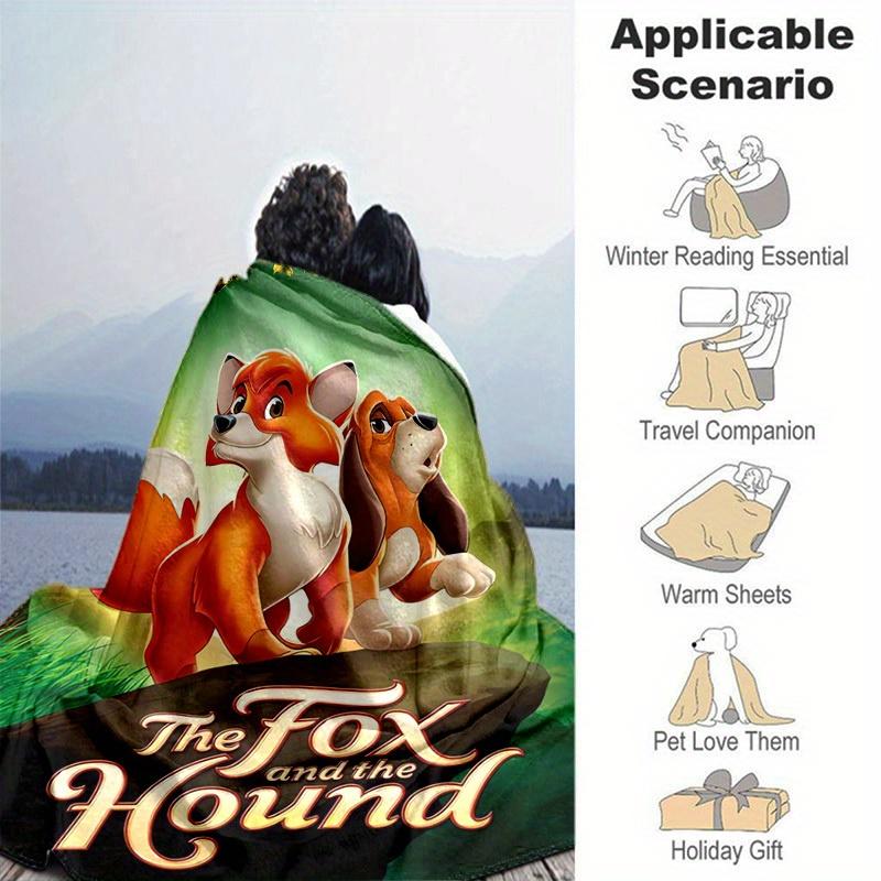 1pc, The Fox and The Hound Cozy Throw Blanket for Home Decor, Couch Cover, Outdoor Blanket, Gift Idea, Flannel Throw