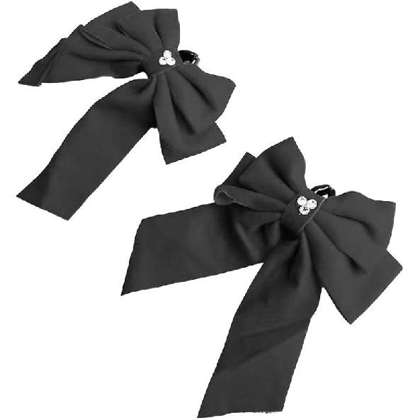 Clipsuri pentru Sfarcuri LANWAN cu Decorațiuni Fundițe, Non-Piercing, Cleme Ajustabile pentru Sfarcuri pentru Femei Fete (Negru)