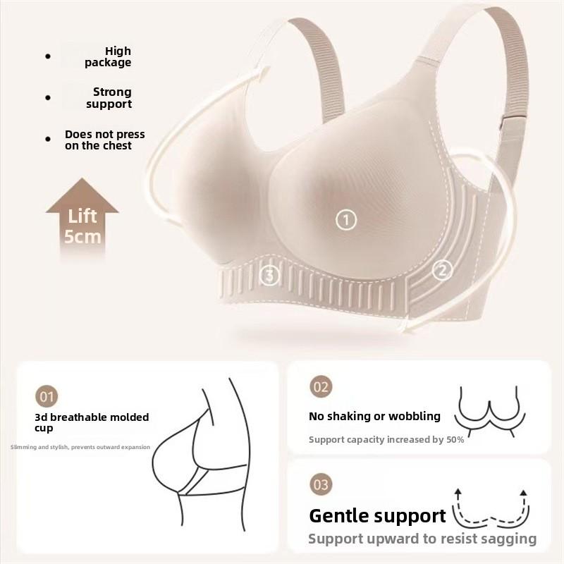 Plus Size Seamless Full Cup Shaping Bra, Thin Summer Lift Anti-Sag Side Gathering Bra for Full Figure Women