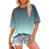 Modische Farb-T-Shirts für Damen Sommer Kurzarm-Tops Lockerer Schalkragen Blusen-Tops