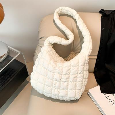 Wintermode, vielseitige Handtasche mit Wolken-Daunenfüllung für Damen, Schultertasche, Umhängetasche, große Kapazität