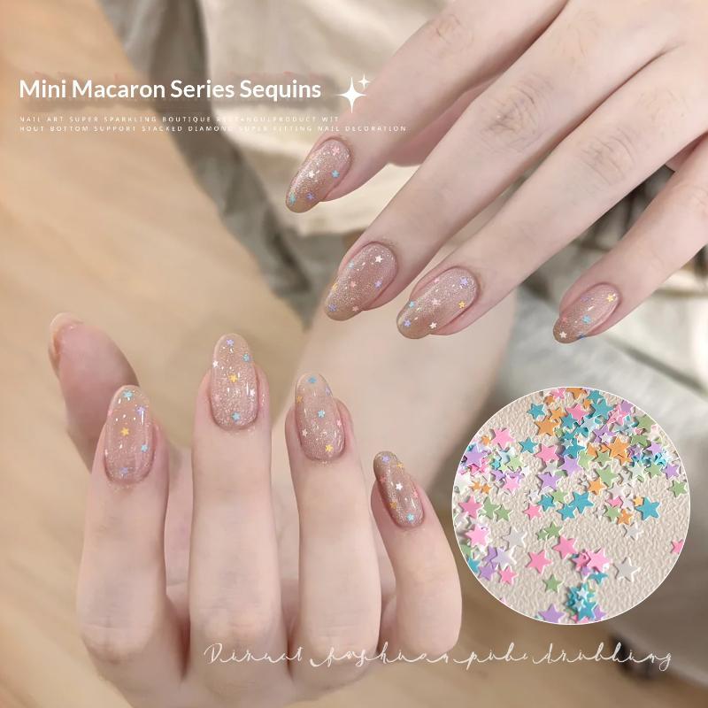 Macaron Nail Art Glitzer Pailletten Niedliche Stern Herz Formen Nageldekoration Für Zuhause DIY Nagelstudio Verwendung
