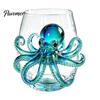 Bicchieri Unici con Creature Marine Polpo Bicchiere da Vino Senza Gambo, Bicchiere da Cocktail Forma Bar Stampato Animale Marino 3D Vetro Borosilicato, per Cocktail