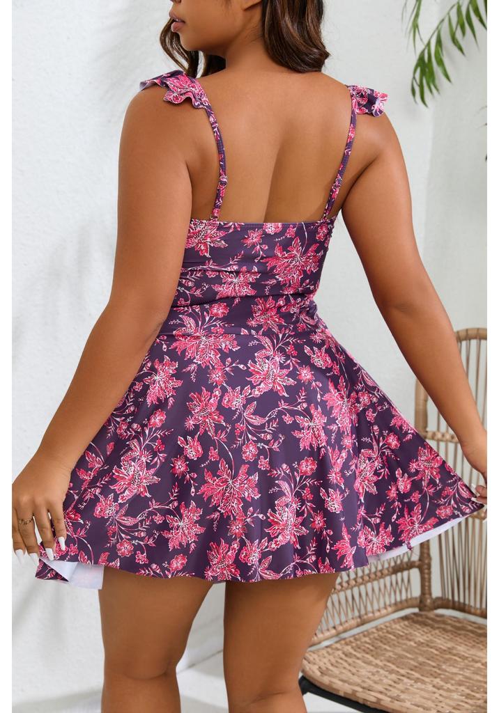 2024 Retro Plus Size Women's One-Piece High-Waist Swimsuit - European & American Style