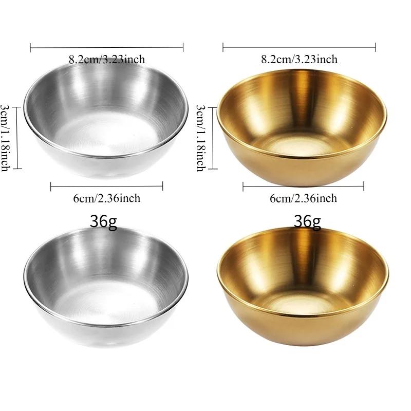 Metal Sauce Bowls Round Stainless Steel Seasoning Dishes Small Sushi Dipping Bowls Prep Appetizer Plates for Kitchen