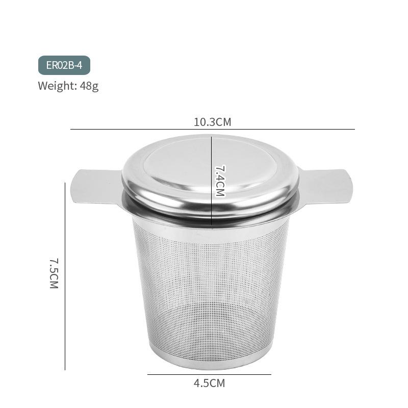 304 Stainless Steel Tea Strainer & Infuser with Silicone Lid - Tea Set Accessory.