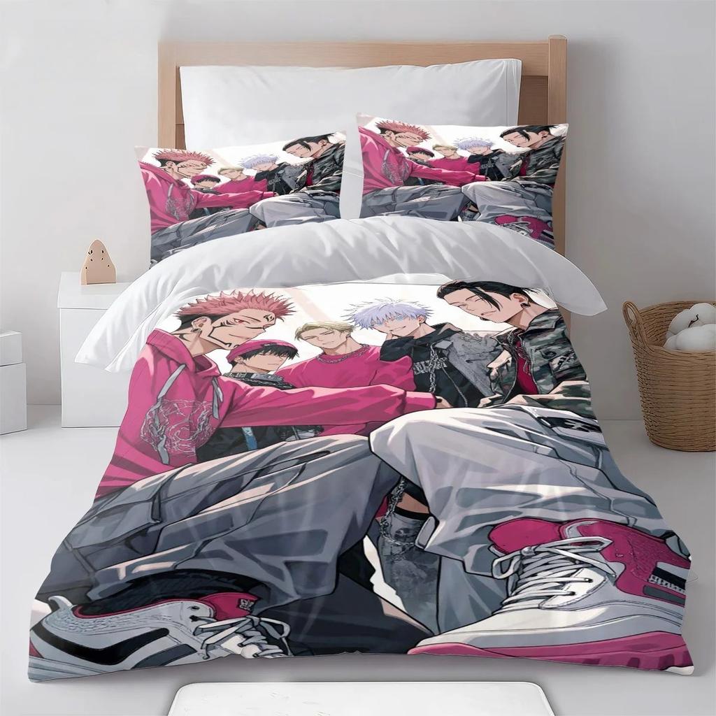 Fashion J-Jujutsu Kaisen Duvet Cover Pillowcase Bedding Set 2/3piece set Adult Kid Bedroom Single Large Size Home Textiles