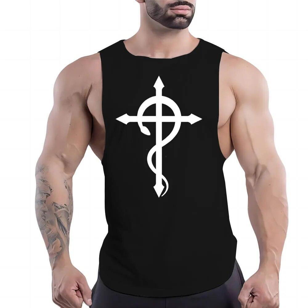 Four Seasons Adult Men'S Casual Sports Crew-Neck Vest Creative Graphics 2d Print Simple Trend Breathable Sleeveless T-Shirt