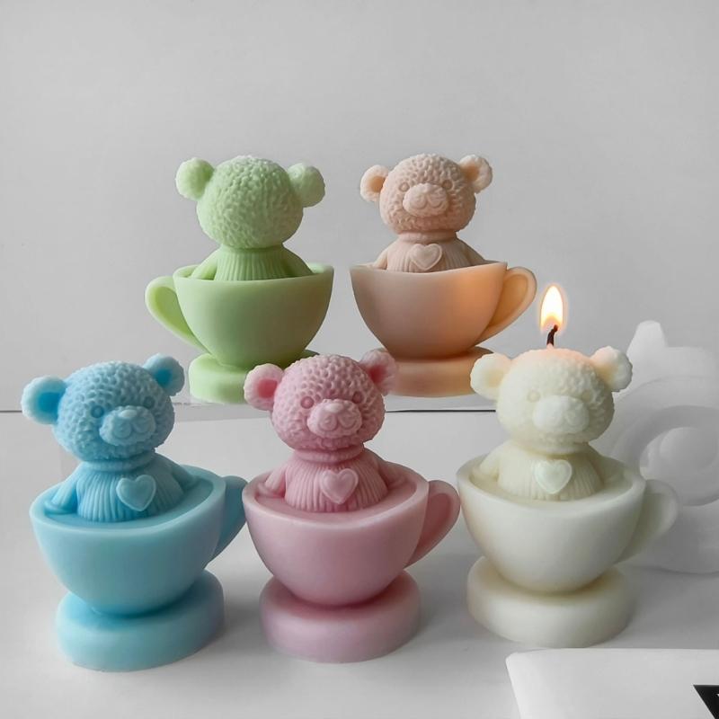 Reusable Silicone Candle Mold Easy to Use Silicone Candle Mold for Cup Bear Shape Candle and Home Decorations