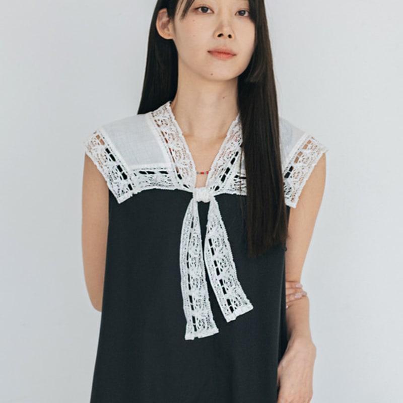 J VINEYARD Lace-rimmed Ribbon Collar Scarf