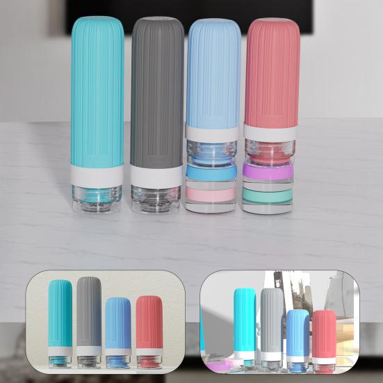 סט 1 60/90 מ"ל בקבוקי נסיעות מסיליקון עמידים לדליפה רב-פעמיים לאחסון קרם פנים, תחליב, קרם הגנה, בקבוק אחסון נייד למילוי חוזר, ריק לכלי רחצה