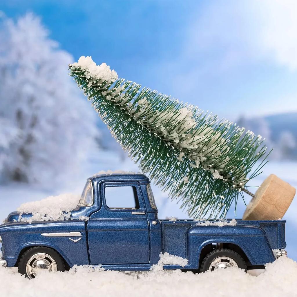 4.5CM Miniature Pine Christmas Tree Snowy Cedar Xmas Decor Creative Adorable Home Ornament for Holiday Decorating