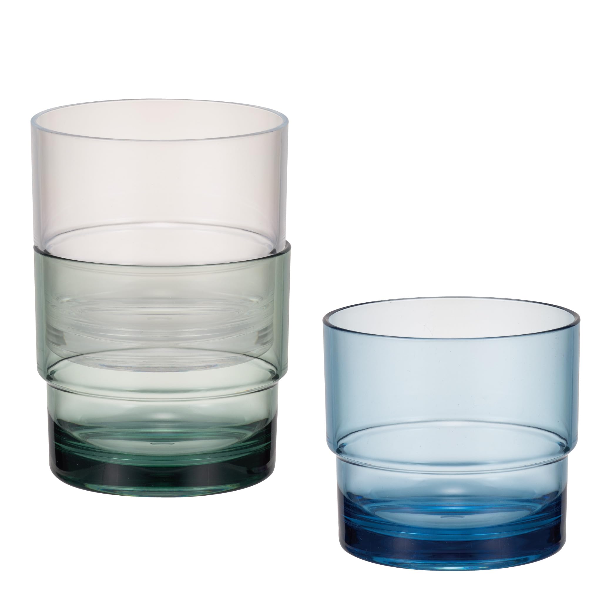

CB Japan Glass Set 290ml 3 pieces Stackable resin tumblers that are hard to break and can be stored in layers set uca [Clear, Blue, Green] 3-piece