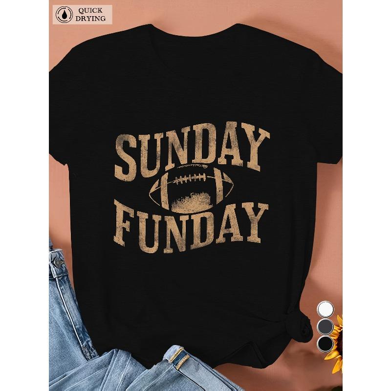 

Женская футболка Sunday Funday Винтажный дизайн Комфорт Повседневная S чёрный