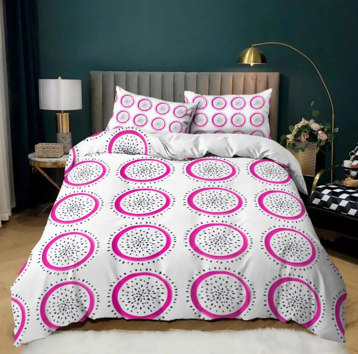 Pitaya Dekbedovertrek Set Voor Kinderen Jongens Meisjes Queen King Lichtgewicht Sprei Cover Slaapkamer Decor Tropische Vruchten Print Beddengoed Set