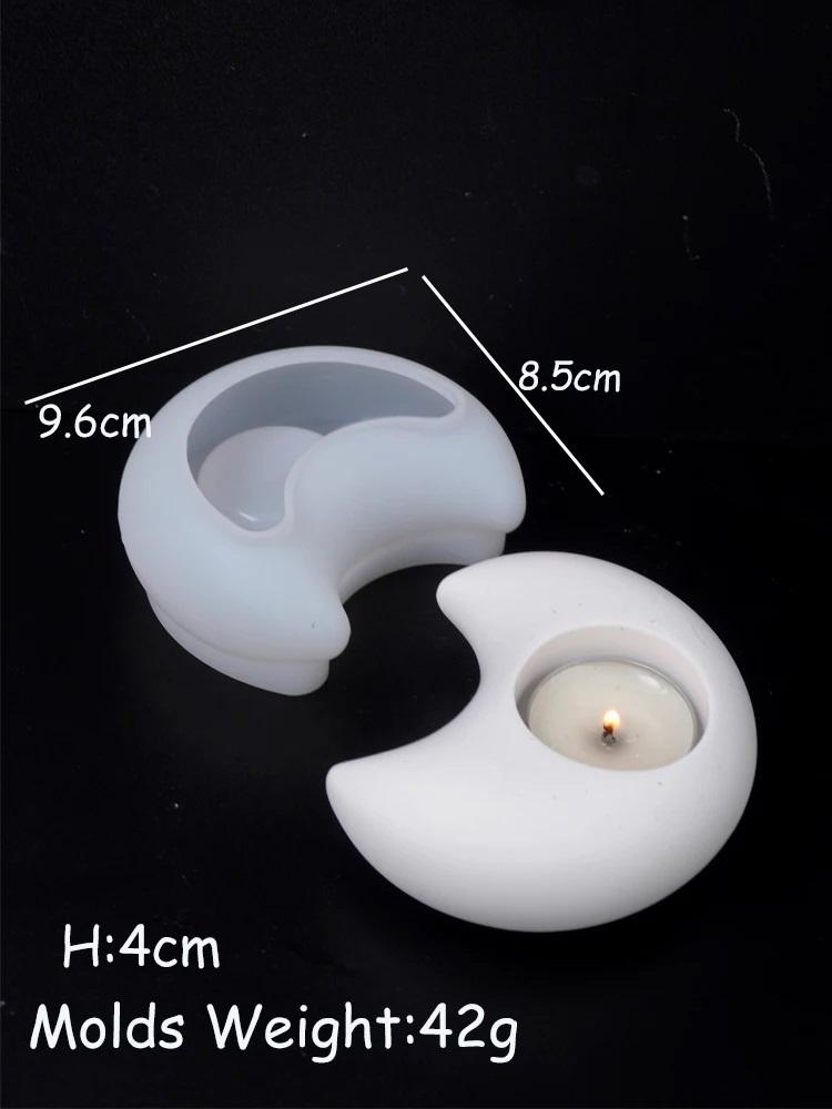 DIY Eid Crescent Moon Star Candle Holder Silicone Mold 3D Heart Candlestick Resin Gypsum Mould Ramadan Ornament Tools Home Decor
