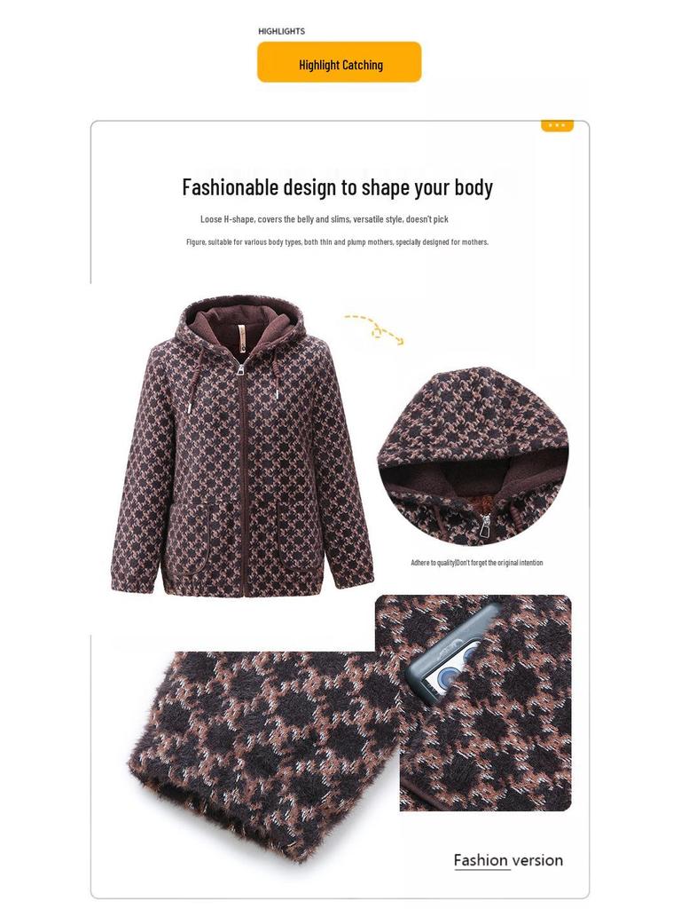 Mom's 2025 Winter Coat: New Velvet Cotton Jacket with Added Fleece for Middle-Aged and Elderly Women