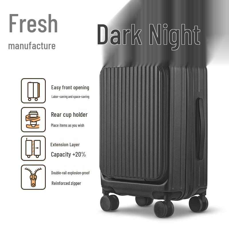 

2025 Expandable Multi-Functional 20-Inch Front-Opening Leather Carry-On Trolley Suitcase for Men & Women 20-inch