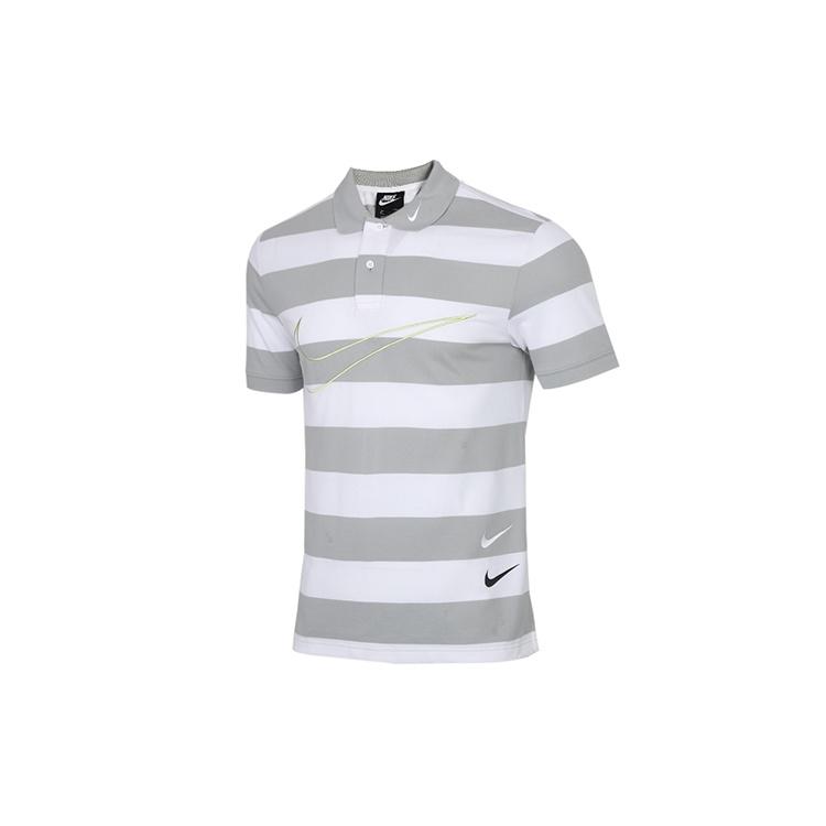 Nike Sportswear Swoosh Stripe Colorblock Short Sleeve polo Gray White Men s CJ4910-077 XL