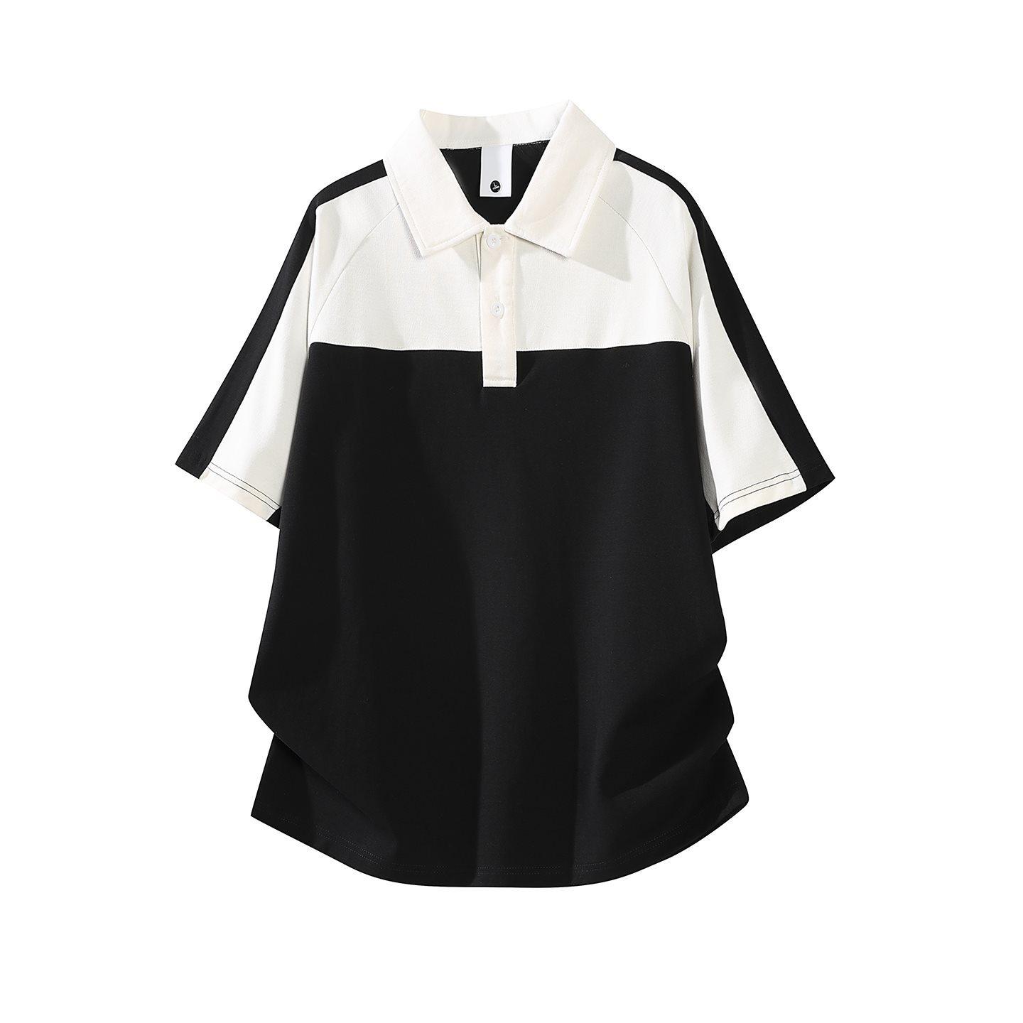 2026 Trendy Men s Japanese Style Color Block Polo T-Shirt M