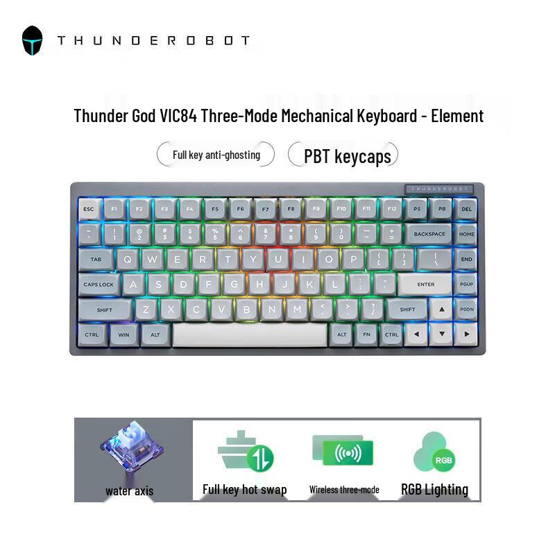 ThundeRobot VIC84 Tri-Mode Hot-Swappable RGB Mechanical Keyboard