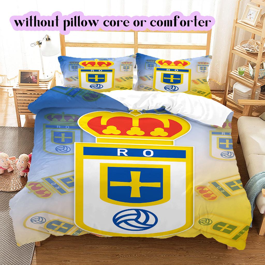 Biancheria da letto con motivo Real Oviedo, Set piumone Copripiumino Federa Regalo di Compleanno per la Casa (1*copripiumino+2*federe,senza imbottitura)
