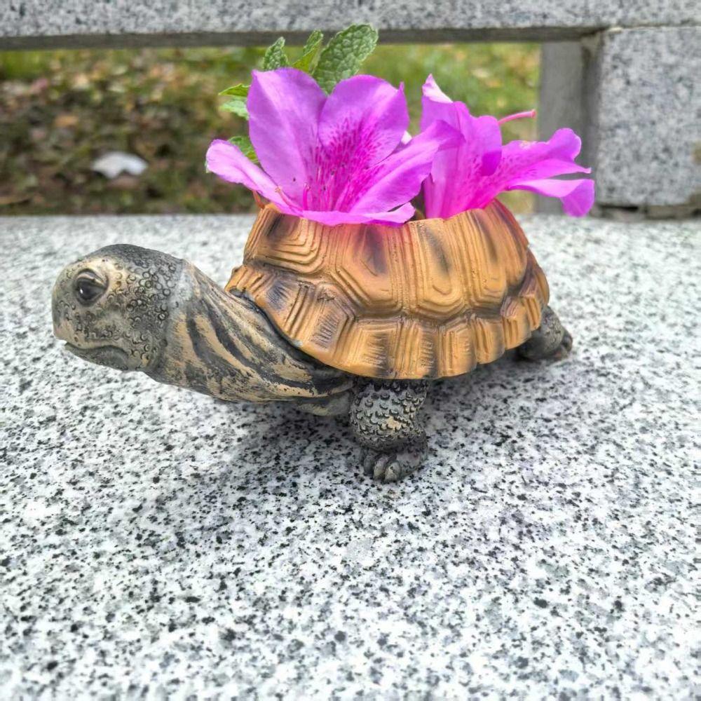 Creative Animal Ornament Vase Simulated Turtle Flowerpot Durable Succulent Planter  Home Office