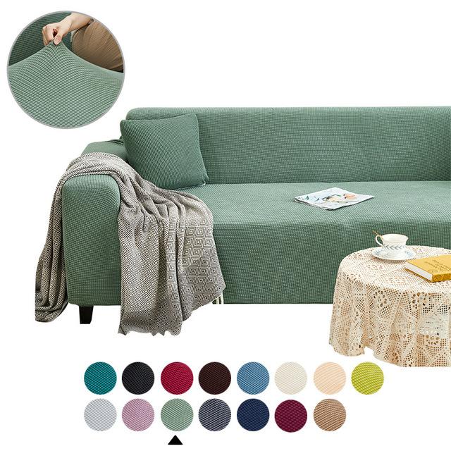 Living Room Sofa Cover Solid Color Elastic Sofa Cushion Thickened Polar Fleece Four Seasons General Furniture Protective Cover for Home