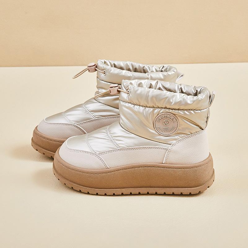 Winter Warm Snow Boots for Women Non-Slip Chunky Platform Sneakers With Faux Fur Lined Waterproof Tennis Walking Shoes Women's Comfort Short Booties