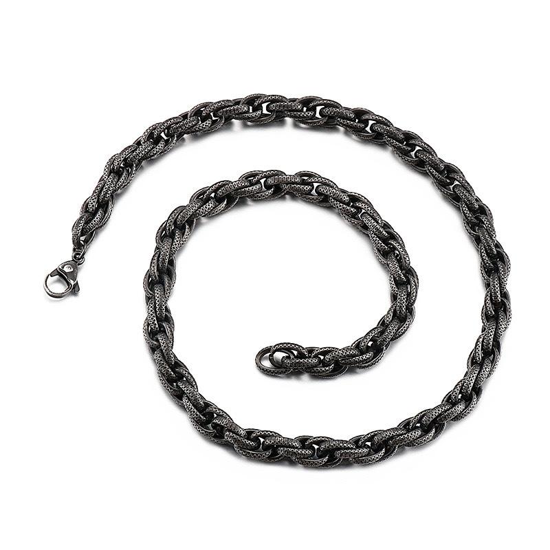 Retro Snake Pattern Black Twist Necklace Men's European and American Hip-hop High Street Niche Light Luxury Collarbone Chain Tide