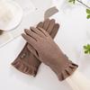 Button Decor Gloves Elegant Solid Color Ruffles Split Finger Gloves Winter Thick Warm Cold-proof Touch Screen Gloves