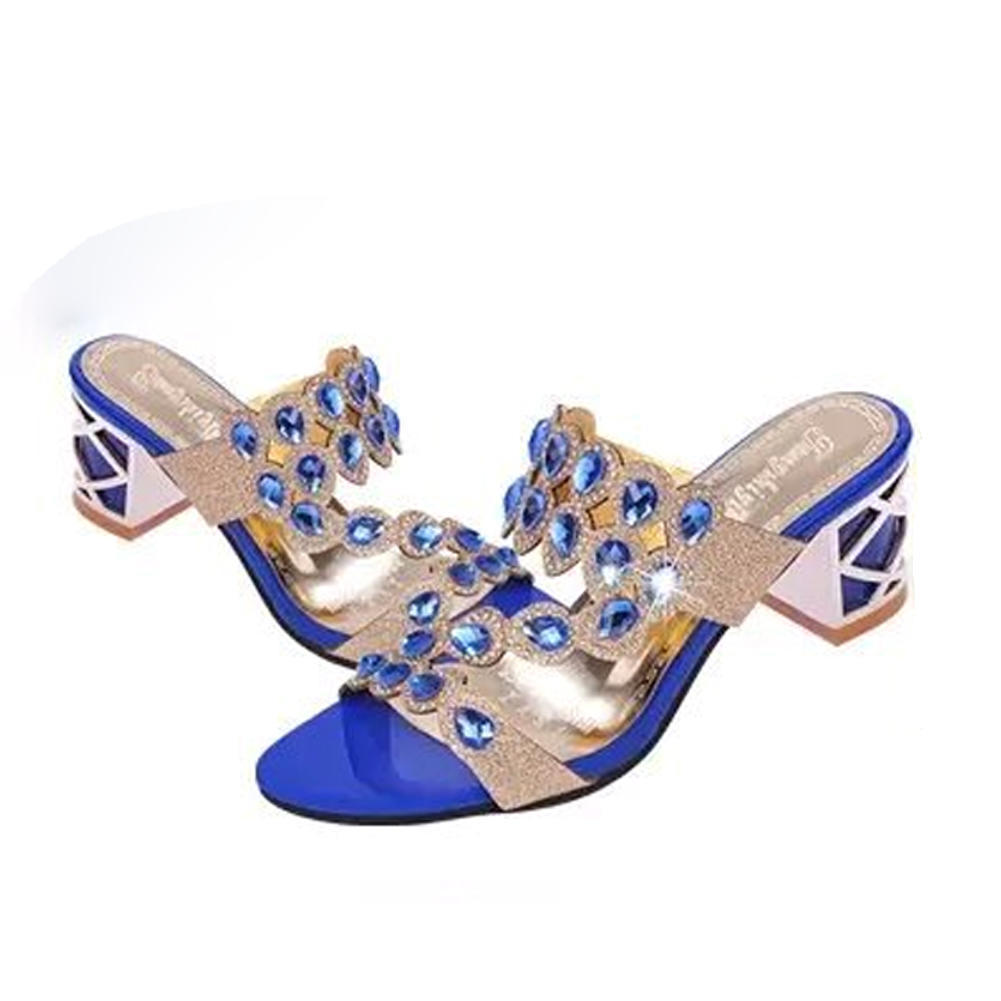 Frauen Sandalen Sandalen Sexy Diamant hochhackige Schuhe dicke Absätze Hausschuhe