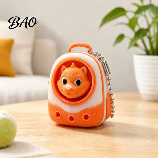 Desktop Stress Reliever Animal Backpack Clicker Fidget Toy, Dog Cat Penguin Parrot Tactile Toy Finger Clicker, Relief Handbag Decorative Accessory