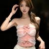 Summer New Pure Desire Wind Bow Mesh Tube Top Female Slim and Thin Design Temperament Top