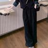 Elegant French Vintage Two Piece Set Women Autumn Spring Fashion Wide Leg Pants Outfit