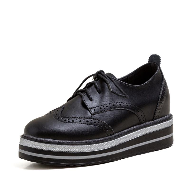 

Маленькие кожаные туфли в британском стиле, туфли на высокой платформе, повседневные туфли на толстой подошве, танкетка, популярная женская обувь 36