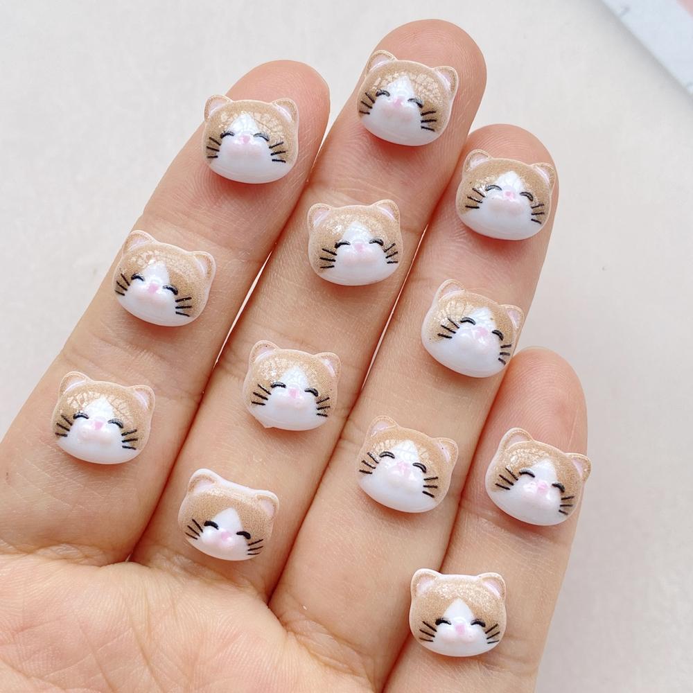 50Pcs Cute Cartoon Mini Cat, Little Fish Series Nail Art Resin Designer Charms DIY Craft For Nail 3D Decorations Jewelry