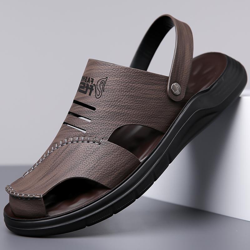 Beach Flats Open-toe Men's Slide Sandals Comfortable Summer Shoes Quick Dry Wading Aqua Slippers All-match Travel Male Sandals