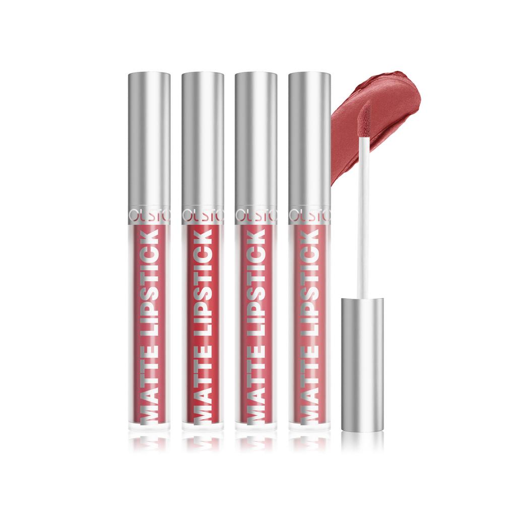 4 Velvet Lip Gloss Set Matte Color-fixed Non-stick Cup Liquid Lipstick Long-lasting Color-retaining Waterproof and Sweat-proof Cosmetics