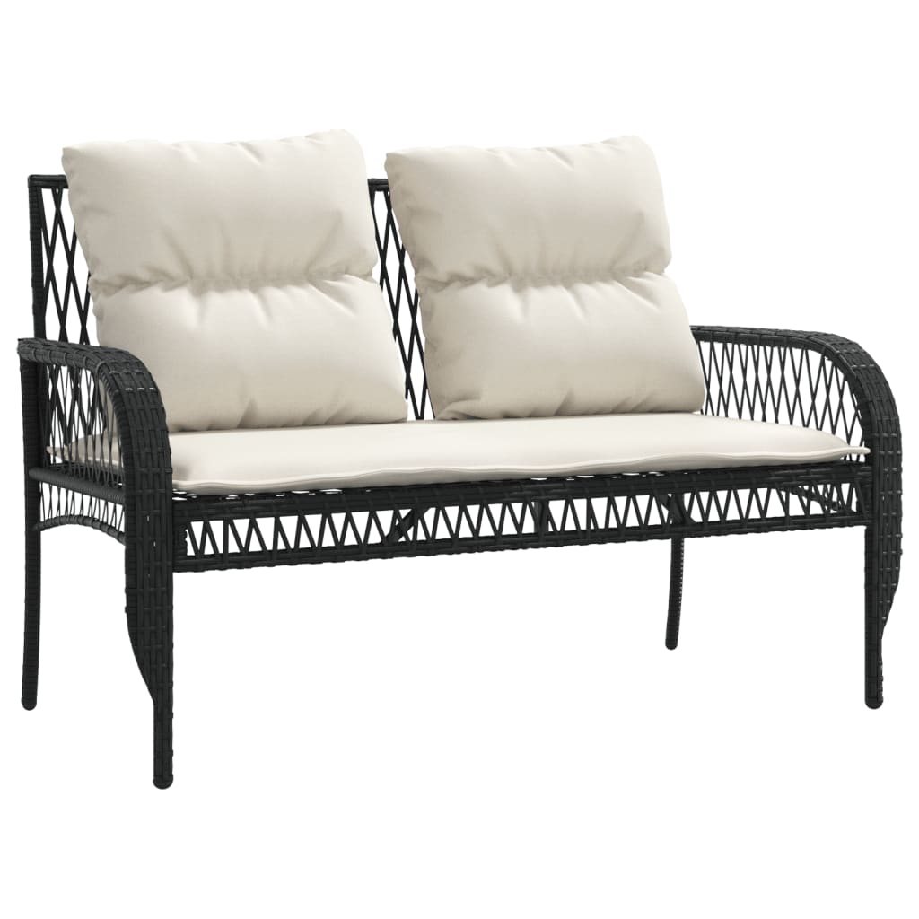 4 Piece Outdoor Sofa Set with Cushions Black Poly Rattan