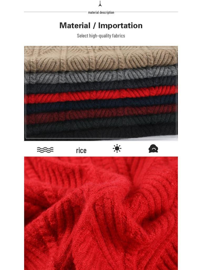 Men's Thick Warm Half-Zip Knit Sweater - Business Casual Pullover for Autumn/Winter